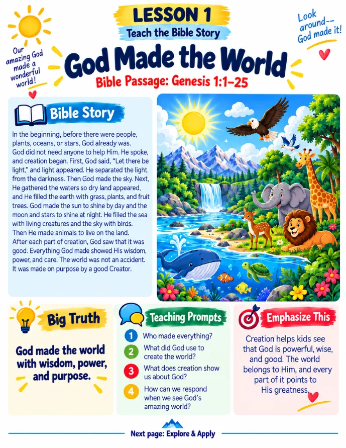 Lesson 1: God Made the World — Bible story preview