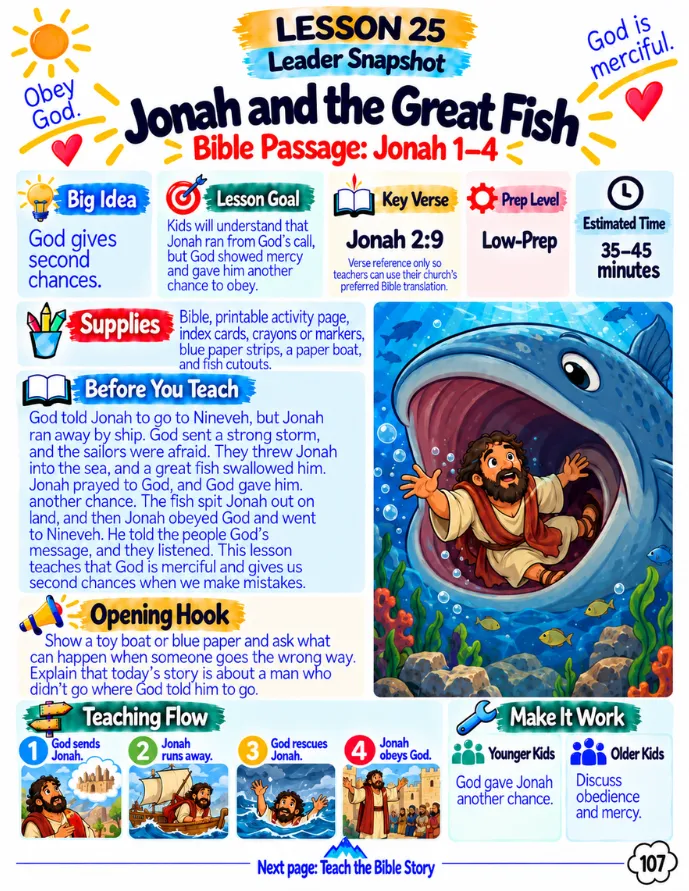 Lesson 25: Jonah and the Great Fish — leader snapshot